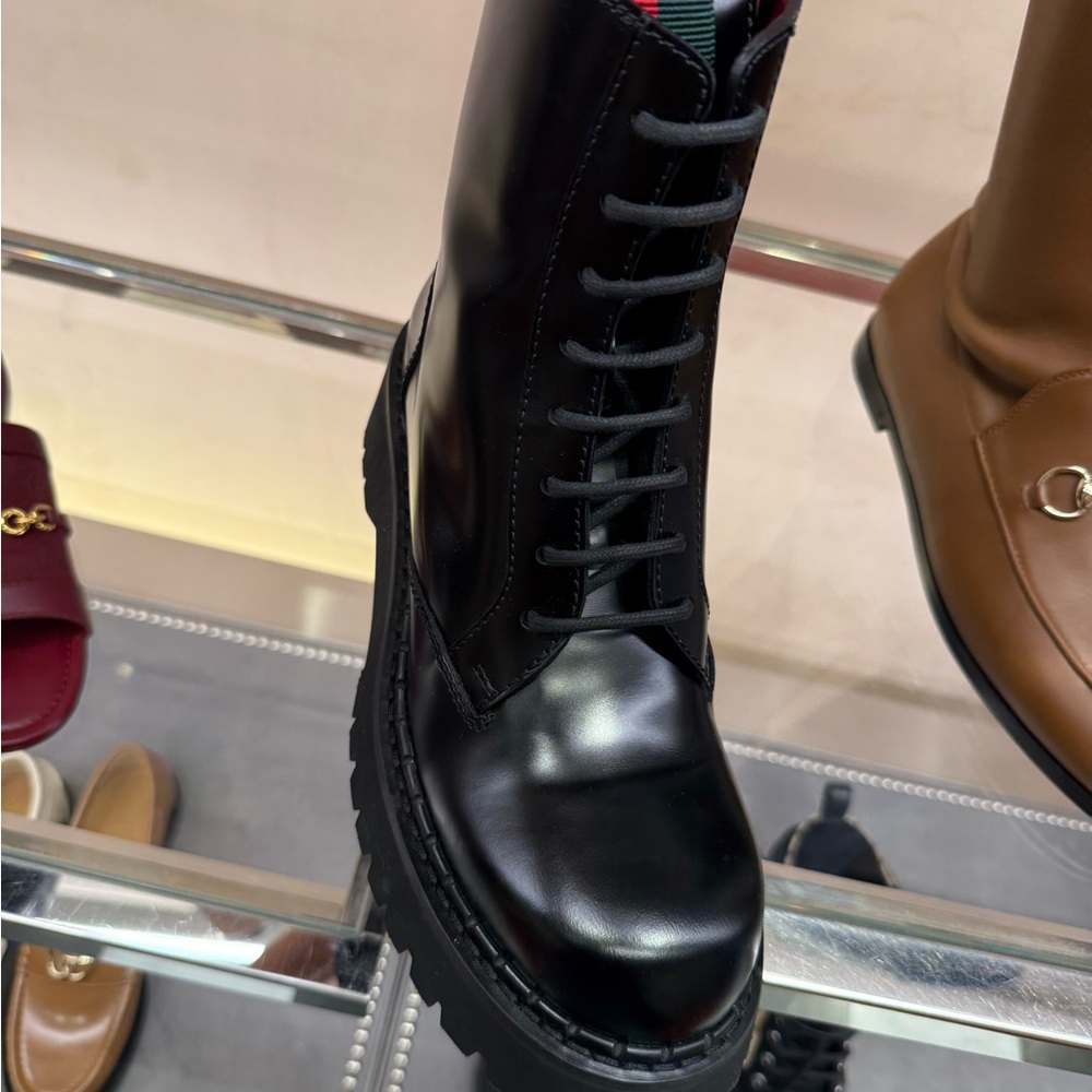 Gucci Glossy Black Ankle Booties